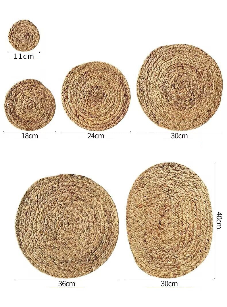JIYUERLTD Straw placemat, Water grass Mat, hyacinth grass placemat, plate mat, coaster, pot mat,heat insulation mat for home kitchen