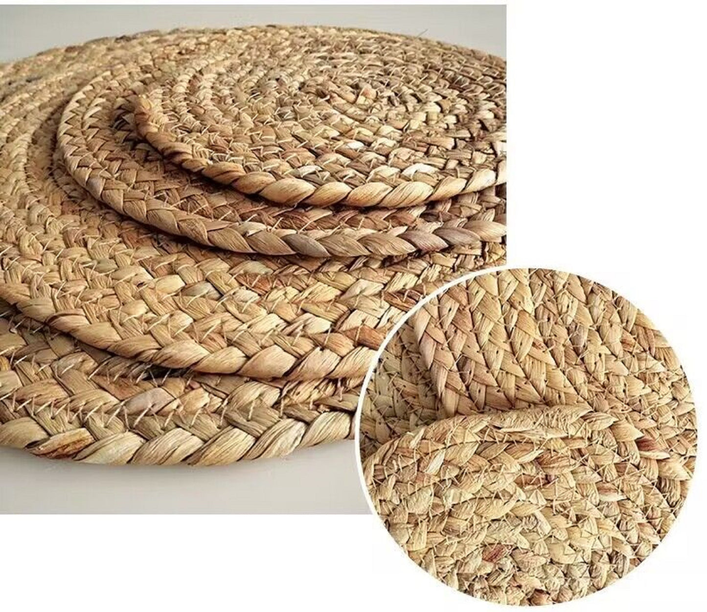 JIYUERLTD Straw placemat, Water grass Mat, hyacinth grass placemat, plate mat, coaster, pot mat,heat insulation mat for home kitchen