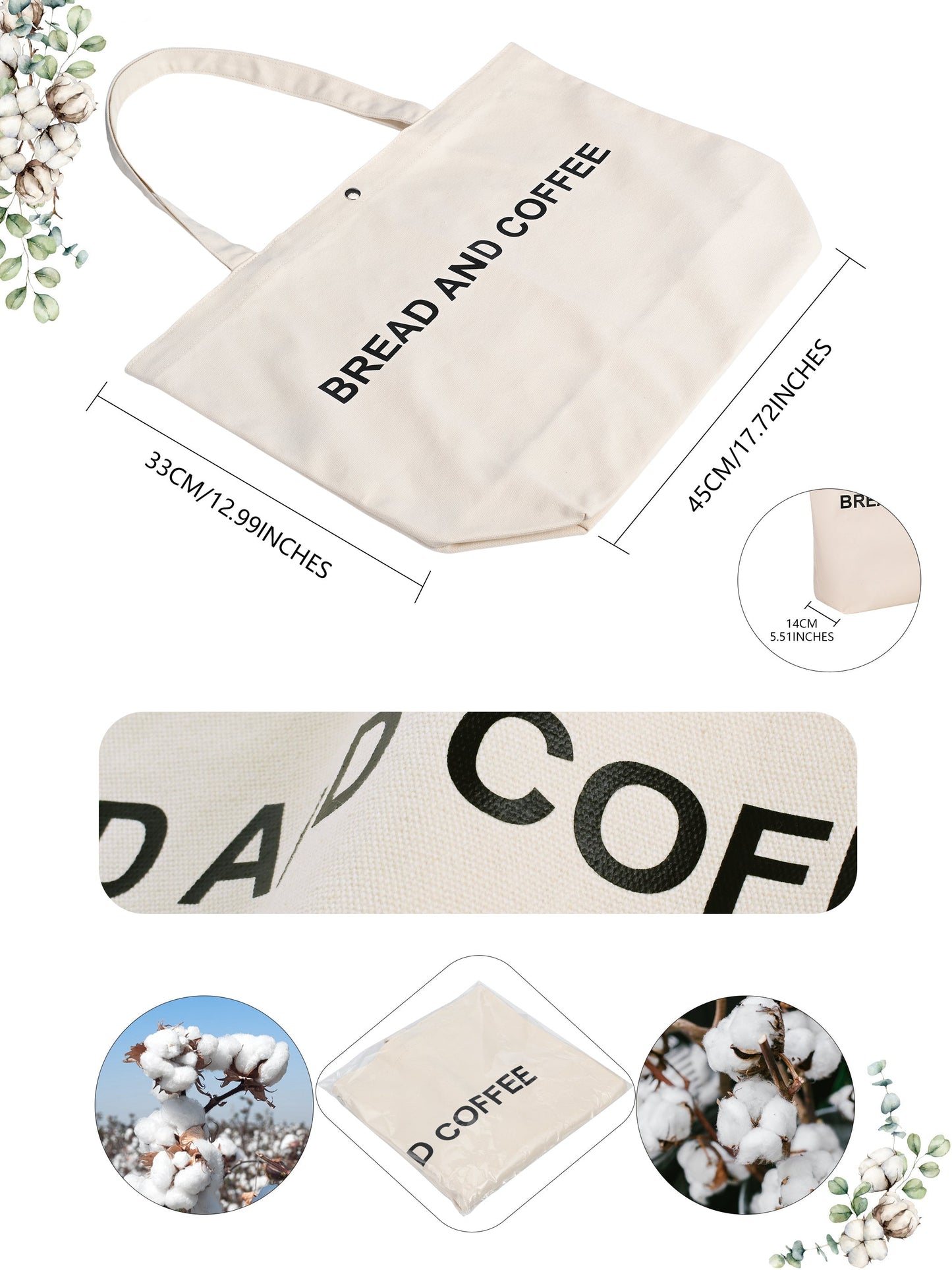 JIYUERLTD Trendy Tote Bag - Cotton Bag, Canvas Shopper for Fashionable Shoppers and Outdoor, DIY Enthusiasts