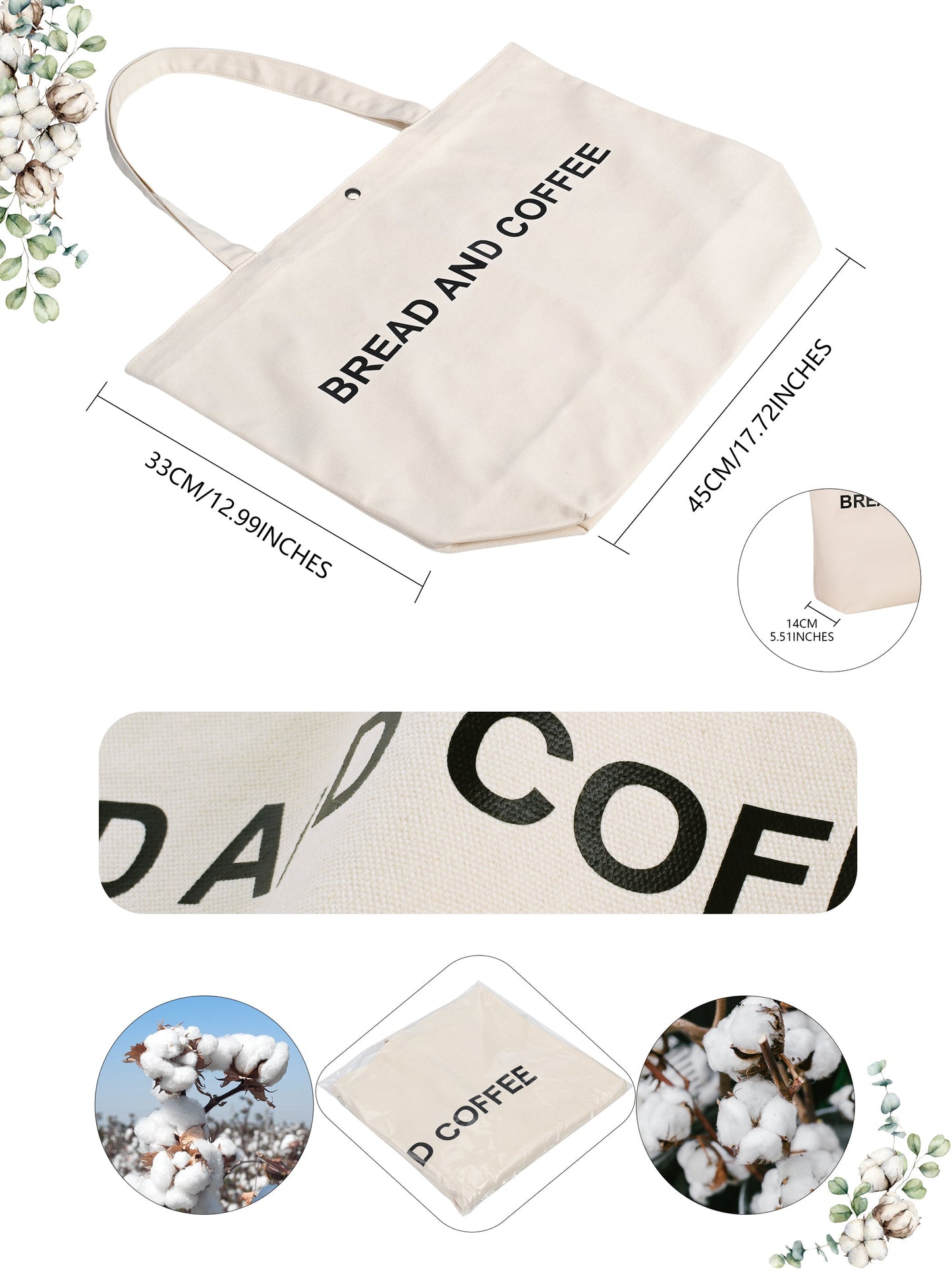 JIYUERLTD Trendy Tote Bag - Cotton Bag, Canvas Shopper for Fashionable Shoppers and Outdoor, DIY Enthusiasts