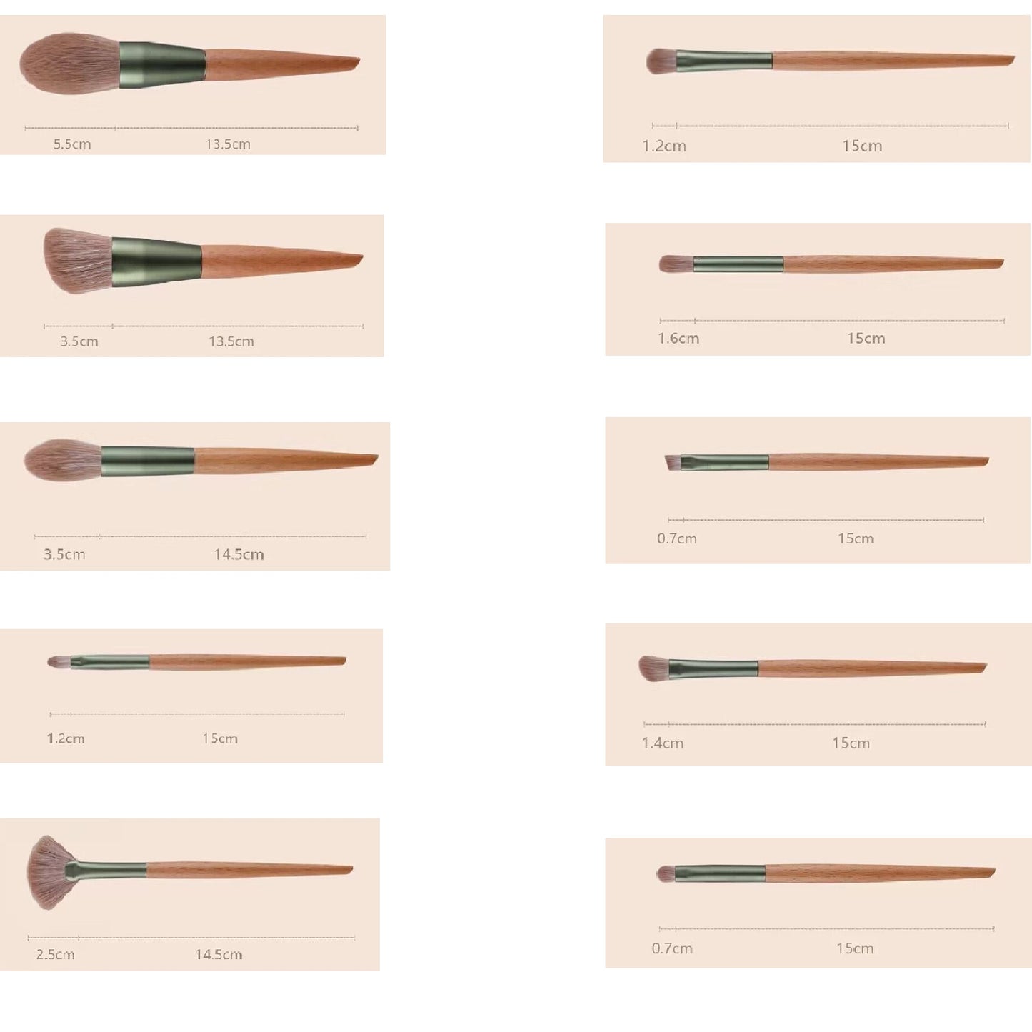 Size for Jiyuerltd makeup brush