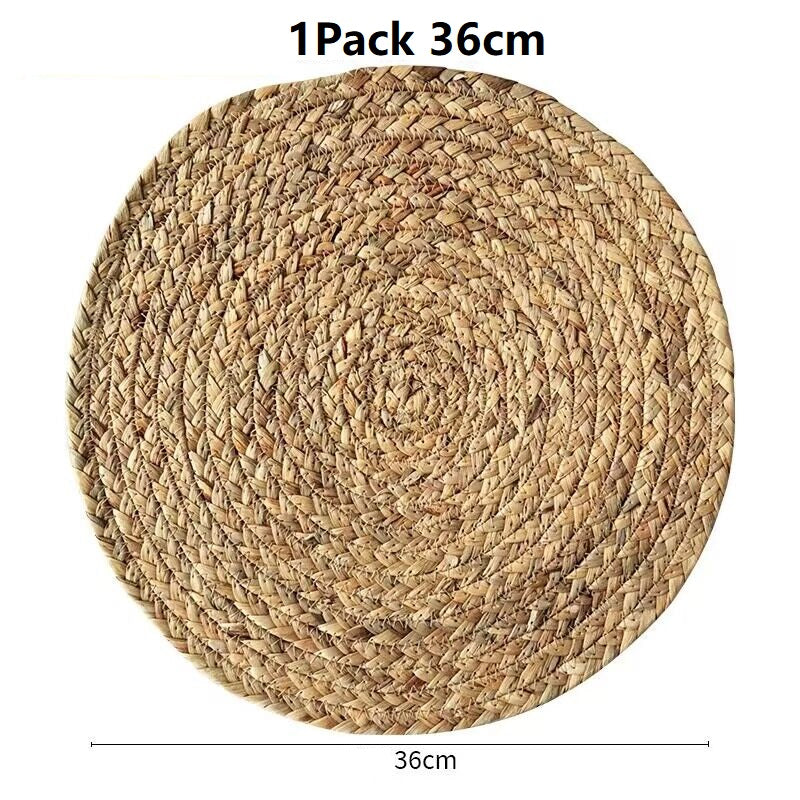 JIYUERLTD Straw placemat, Water grass Mat, hyacinth grass placemat, plate mat, coaster, pot mat,heat insulation mat for home kitchen