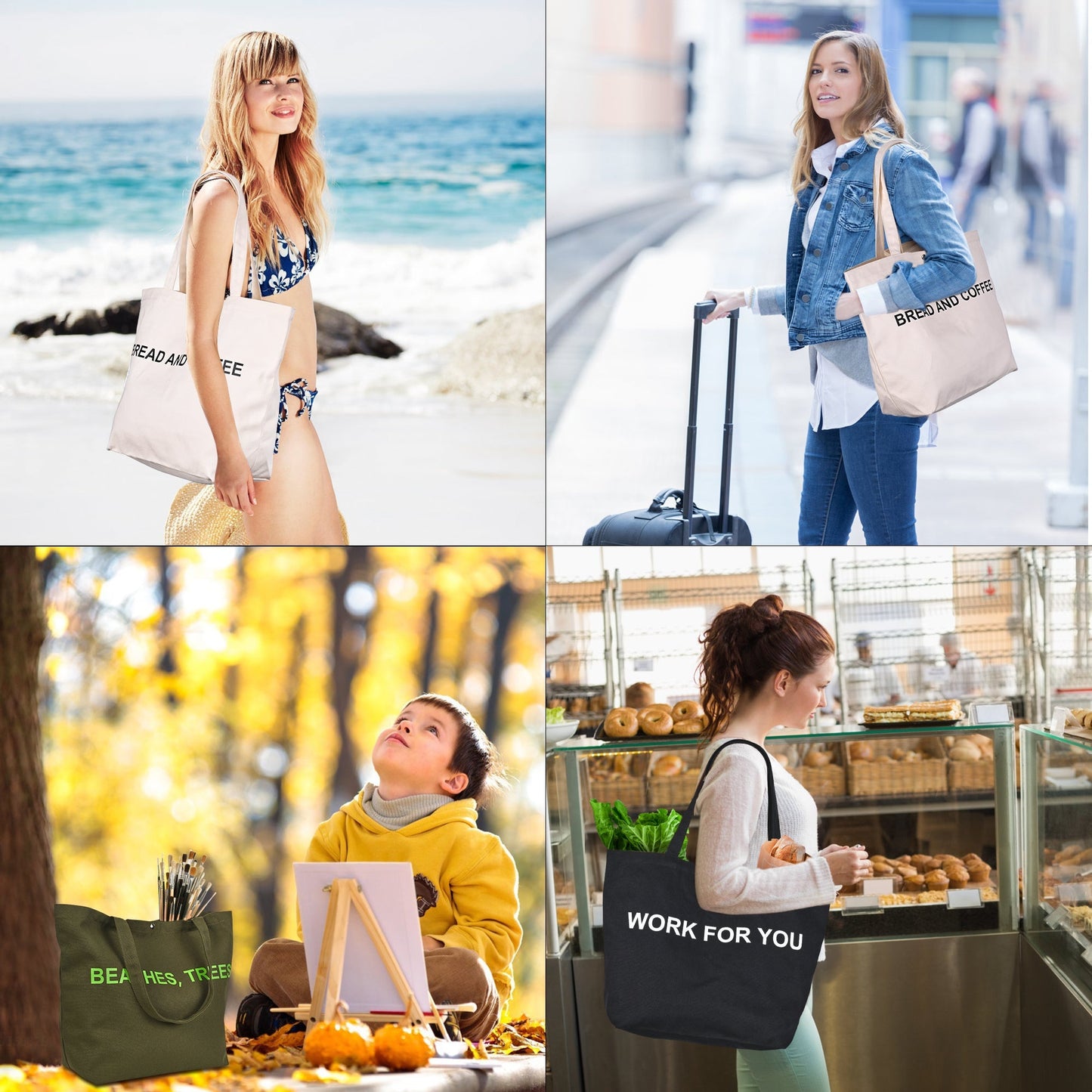 JIYUERLTD Trendy Tote Bag - Cotton Bag, Canvas Shopper for Fashionable Shoppers and Outdoor, DIY Enthusiasts