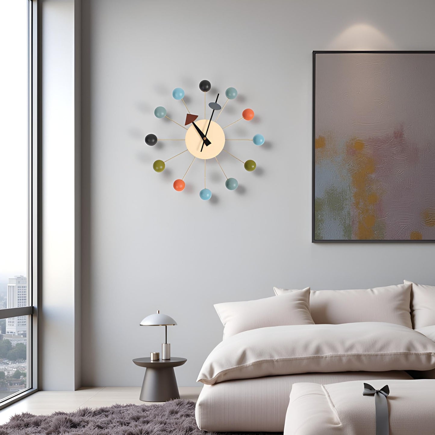 George Nelson Style Ball Wall Clock: Mid Century Modern Decor - JIYUERLTDGeorge Nelson Style Ball Wall Clock: Mid Century Modern Decor