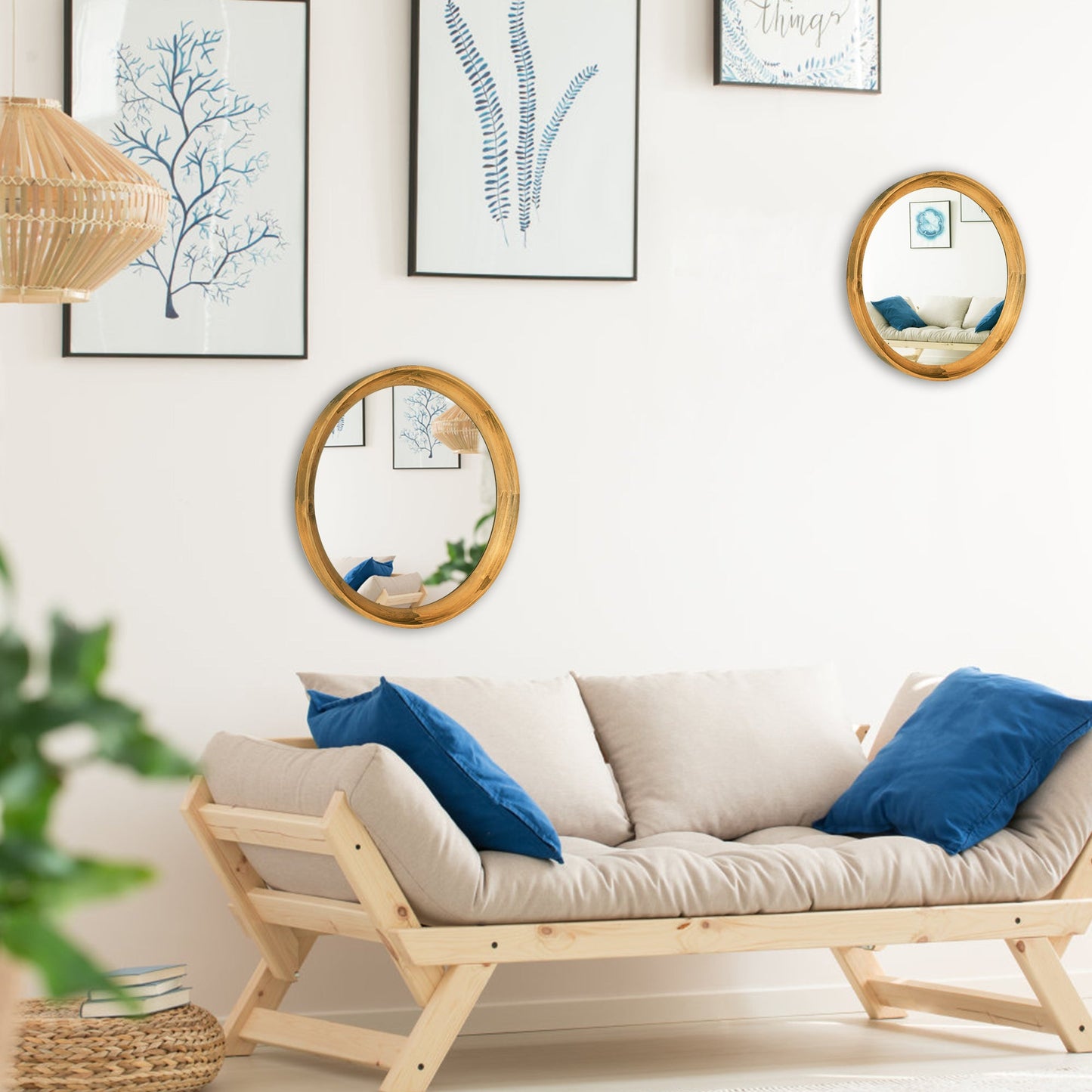 JIYUERLTD 35cm Wall Mirror Wood Retro Round Mirror Decorative HD Mirror for Bathroom Entryways Living Rooms and Powder Room,Bedroom - JIYUERLTDJIYUERLTD 35cm Wall Mirror Wood Retro Round Mirror Decorative HD Mirror for Bathroom Entryways Living Rooms and Powder Room,Bedroom