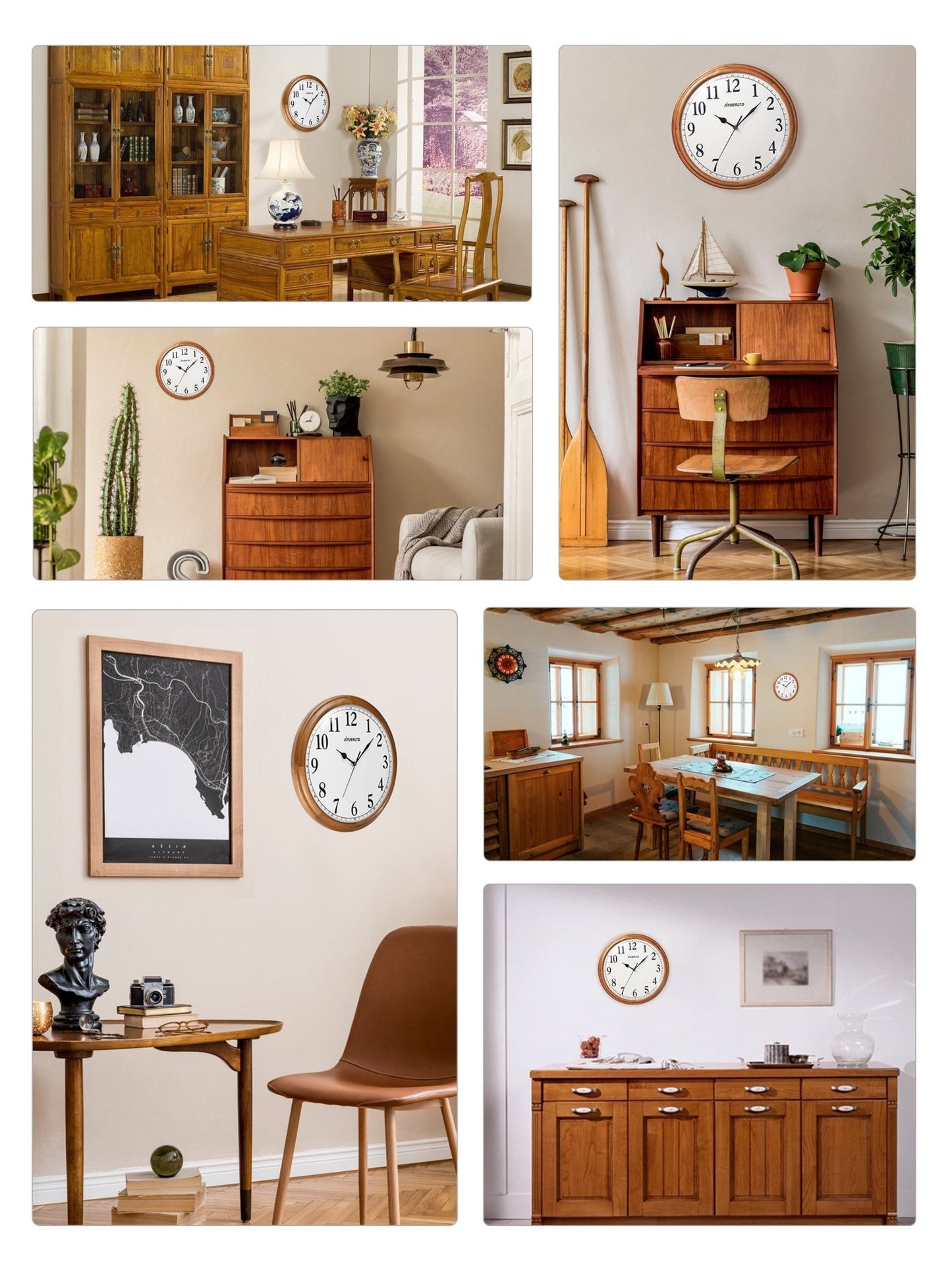 JIYUERLTD Rustic Vintage Wooden Clock - 14" Large Wall Clock, Silent Non-Ticking Decorative Clock for Home, Kitchen, and Living Room - JIYUERLTDJIYUERLTD Rustic Vintage Wooden Clock - 14" Large Wall Clock, Silent Non-Ticking Decorative Clock for Home, Kitchen, and Living Room