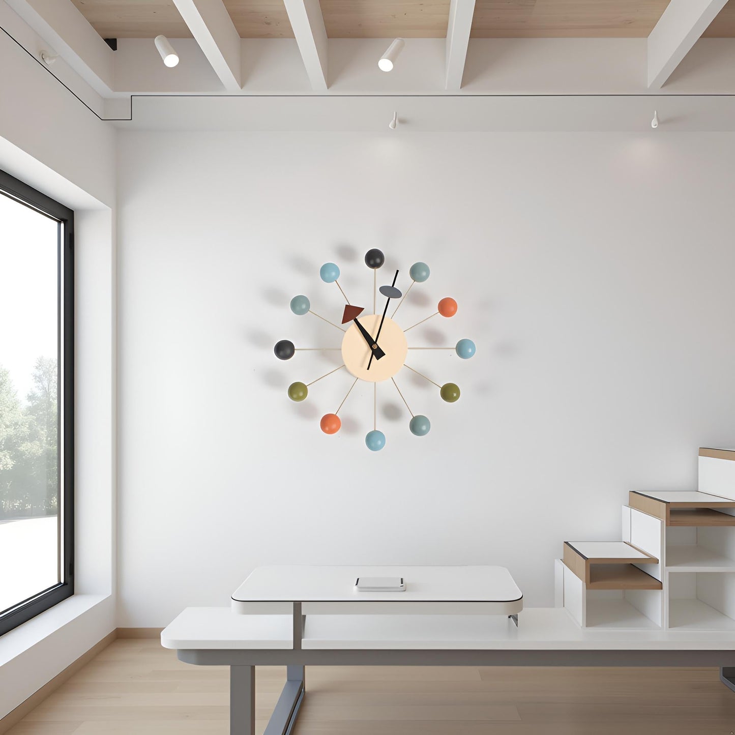 JIYUERLTD Wall clock,Candy Clock,Wood Wall Clock,Silent Clock,George Nelson Style Ball Wall Clock: Mid Century Modern Decor for Home office - JIYUERLTDJIYUERLTD Wall clock,Candy Clock,Wood Wall Clock,Silent Clock,George Nelson Style Ball Wall Clock: Mid Century Modern Decor for Home office