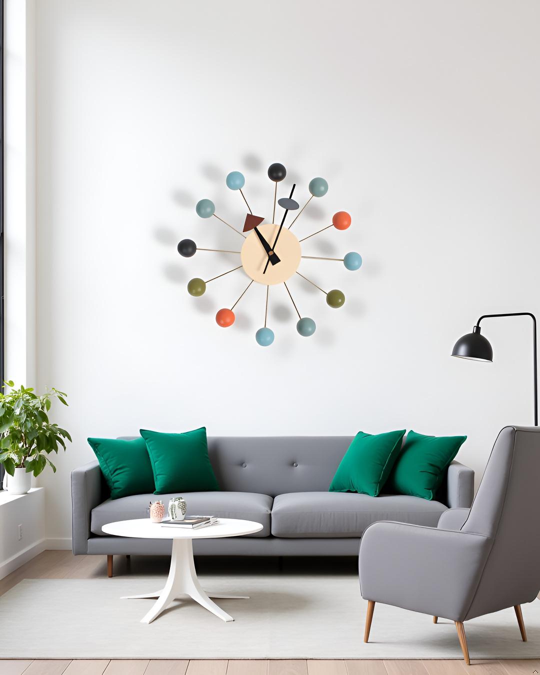 JIYUERLTD Wall clock,Candy Clock,Wood Wall Clock,Silent Clock,George Nelson Style Ball Wall Clock: Mid Century Modern Decor for Home office - JIYUERLTDJIYUERLTD Wall clock,Candy Clock,Wood Wall Clock,Silent Clock,George Nelson Style Ball Wall Clock: Mid Century Modern Decor for Home office
