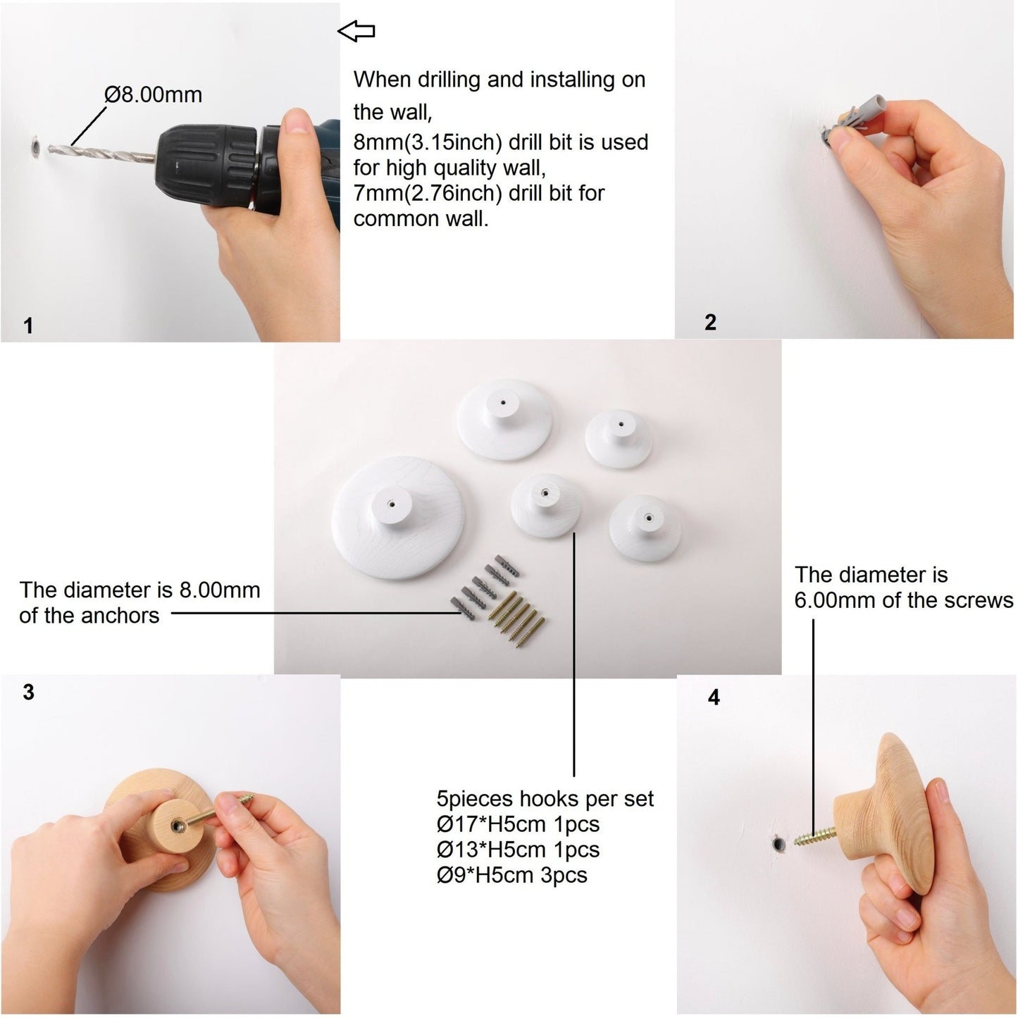 JIYUERLTD Wall Hooks Coat Hooks 5Pcs Dots Hook Door Hanger Hook for Home Decor(White) - JIYUERLTDJIYUERLTD Wall Hooks Coat Hooks 5Pcs Dots Hook Door Hanger Hook for Home Decor(White)