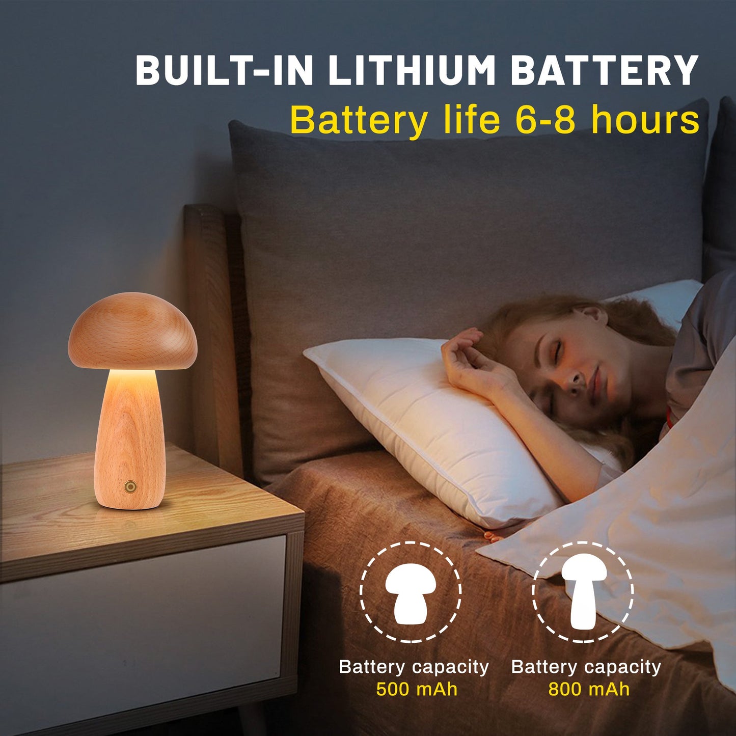 Wooden Mushroom Night Light USB Rechargeable LED Desk Lamp, Cute & Cozy Nursery Lamp, Eco - Friendly Beechwood Table Light - JIYUERLTDWooden Mushroom Night Light USB Rechargeable LED Desk Lamp, Cute & Cozy Nursery Lamp, Eco - Friendly Beechwood Table Light