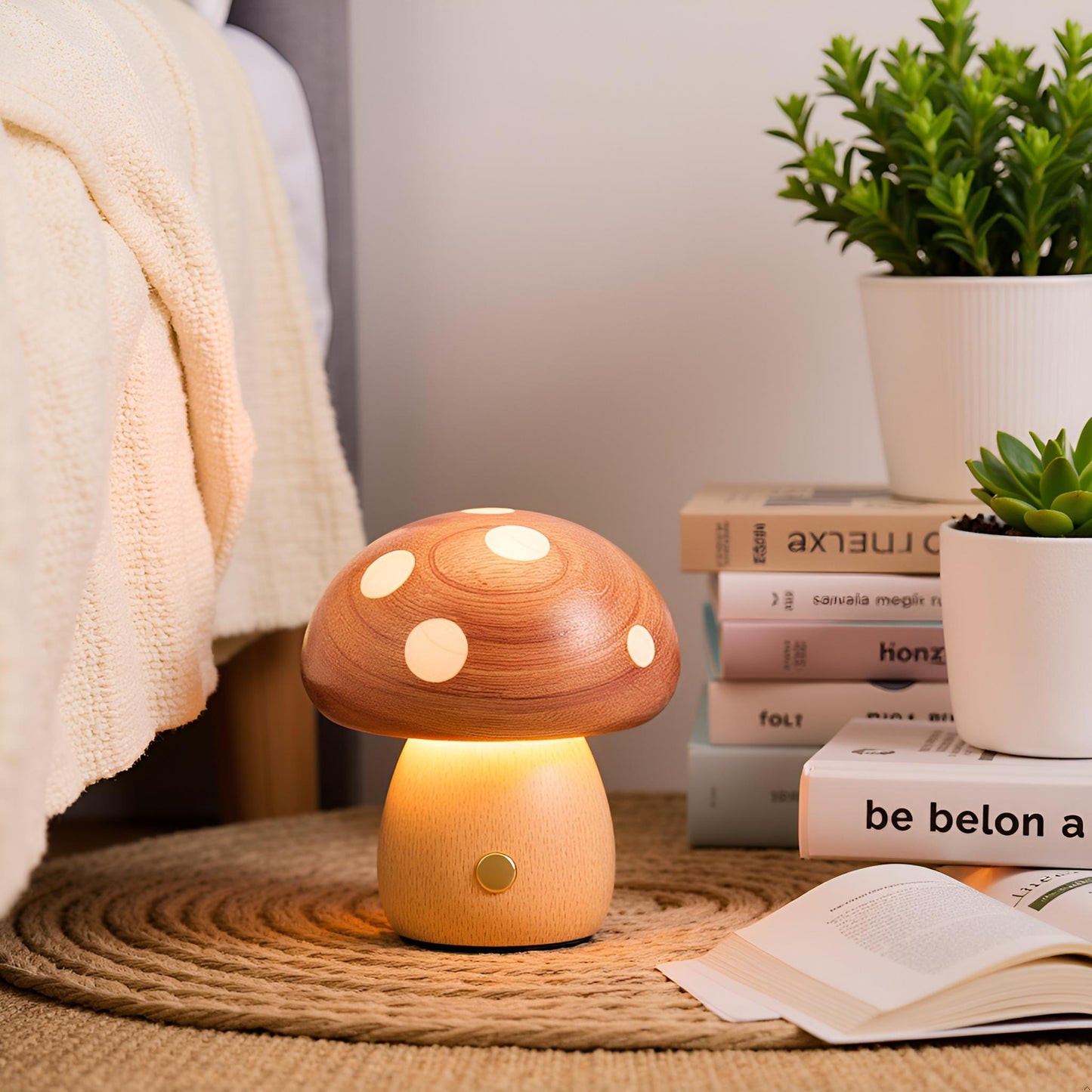 Wooden Mushroom Night Light USB Rechargeable LED Desk Lamp, Cute & Cozy Nursery Lamp, Eco - Friendly Beechwood Table Light - JIYUERLTDWooden Mushroom Night Light USB Rechargeable LED Desk Lamp, Cute & Cozy Nursery Lamp, Eco - Friendly Beechwood Table Light