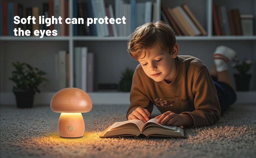 Wooden Mushroom Night Light USB Rechargeable LED Desk Lamp, Cute & Cozy Nursery Lamp, Eco - Friendly Beechwood Table Light - JIYUERLTDWooden Mushroom Night Light USB Rechargeable LED Desk Lamp, Cute & Cozy Nursery Lamp, Eco - Friendly Beechwood Table Light