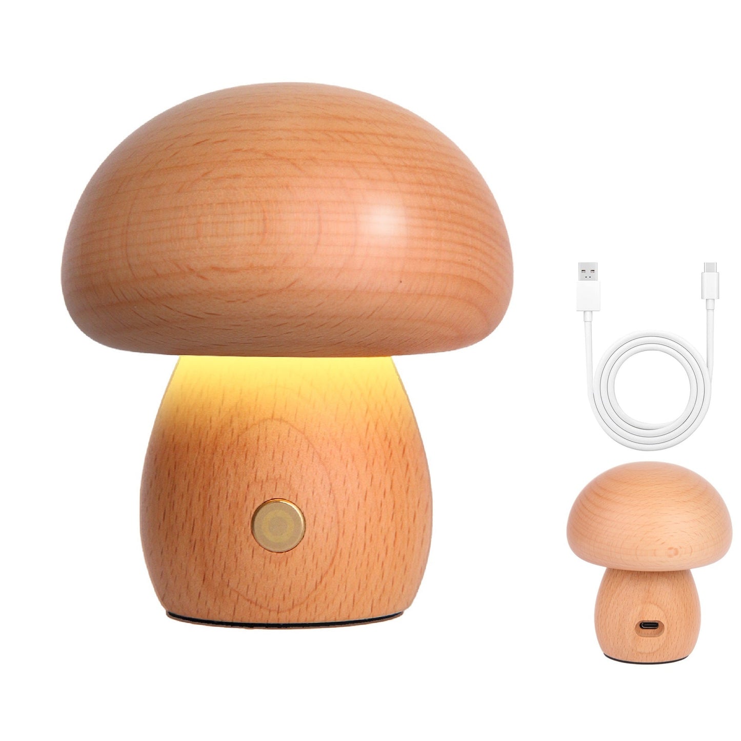 Wooden Mushroom Night Light USB Rechargeable LED Desk Lamp, Cute & Cozy Nursery Lamp, Eco - Friendly Beechwood Table Light - JIYUERLTDWooden Mushroom Night Light USB Rechargeable LED Desk Lamp, Cute & Cozy Nursery Lamp, Eco - Friendly Beechwood Table Light