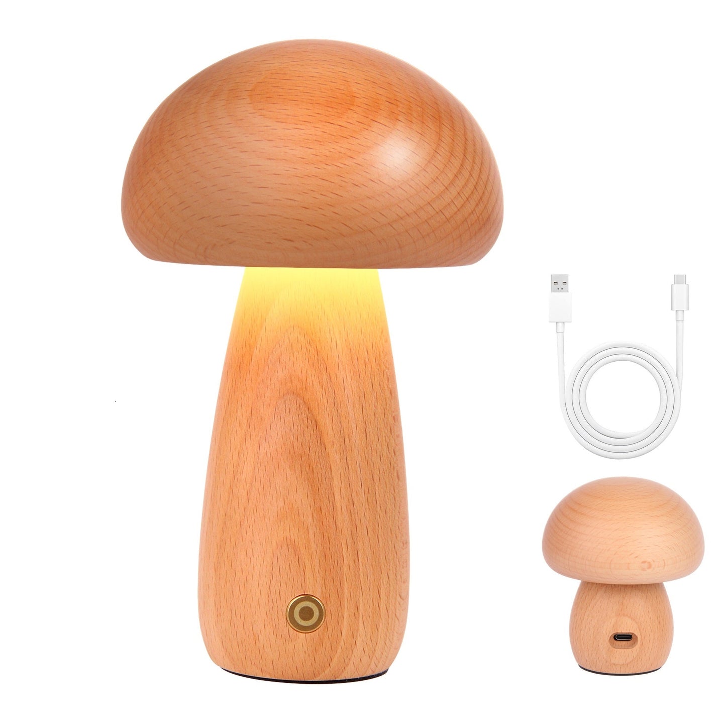 Wooden Mushroom Night Light USB Rechargeable LED Desk Lamp, Cute & Cozy Nursery Lamp, Eco - Friendly Beechwood Table Light - JIYUERLTDWooden Mushroom Night Light USB Rechargeable LED Desk Lamp, Cute & Cozy Nursery Lamp, Eco - Friendly Beechwood Table Light
