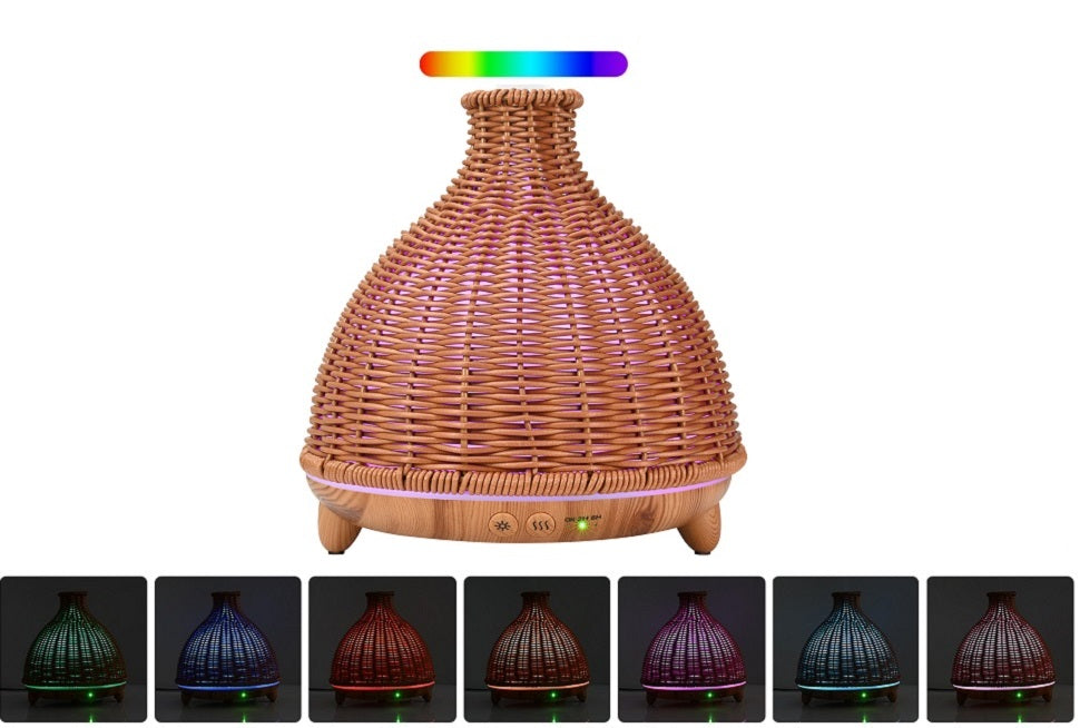 JIYUERLTD 500 ml Öldiffusor, Premium-Retro-Rattan, Ultraschall-Aromatherapie-Duftölbefeuchter, Verdampfer
