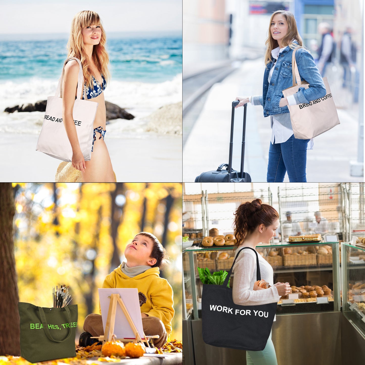 JIYUERLTD Trendy Tote Bag - Cotton Bag, Canvas Shopper for Fashionable Shoppers and Outdoor, DIY Enthusiasts