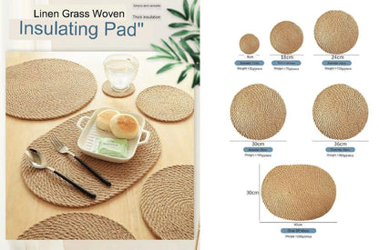 Premium Kitchen Accessories: Insulated Mat, Linen Woven Placemat, Round Silent Pad, Heat-resistant Table Mat, Non-slip Mat