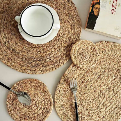 JIYUERLTD Straw placemat, Water grass Mat, hyacinth grass placemat, plate mat, coaster, pot mat,heat insulation mat for home kitchen