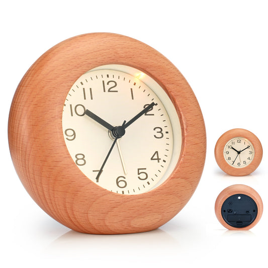 JIYUERLTD Alarm Clock for Bedroom,4" Loud Alarm Clock for Heavy Sleepers, 2023 Decorative Wooden Alarm Clock with Donut Beech Frame - JIYUERLTDJIYUERLTD Alarm Clock for Bedroom,4" Loud Alarm Clock for Heavy Sleepers, 2023 Decorative Wooden Alarm Clock with Donut Beech Frame