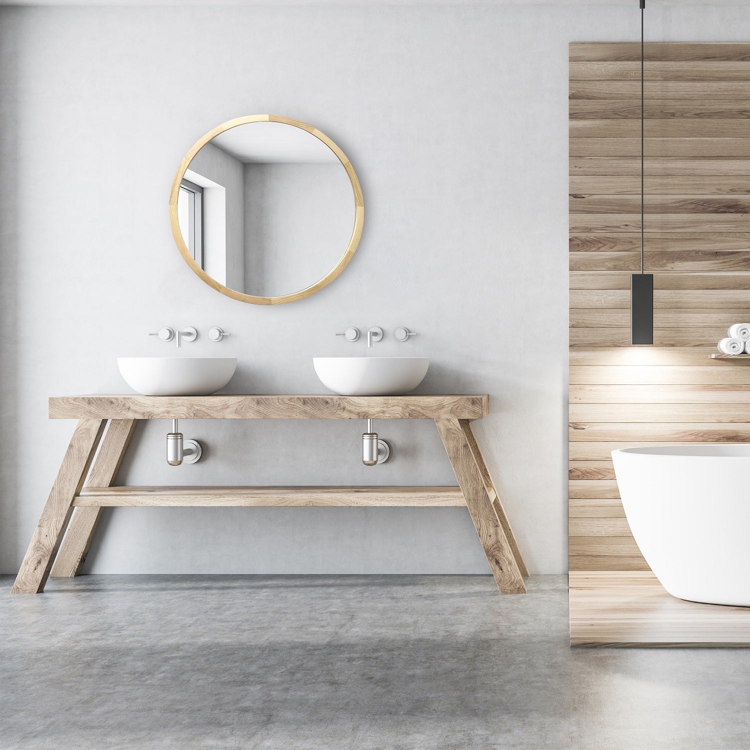 JIYUERLTD Round Mirrors 24inch Wall Mirrors Decorative Wood Frame Morden Mirrors for Bathroom Entryways Living Rooms and More. - JIYUERLTDJIYUERLTD Round Mirrors 24inch Wall Mirrors Decorative Wood Frame Morden Mirrors for Bathroom Entryways Living Rooms and More.