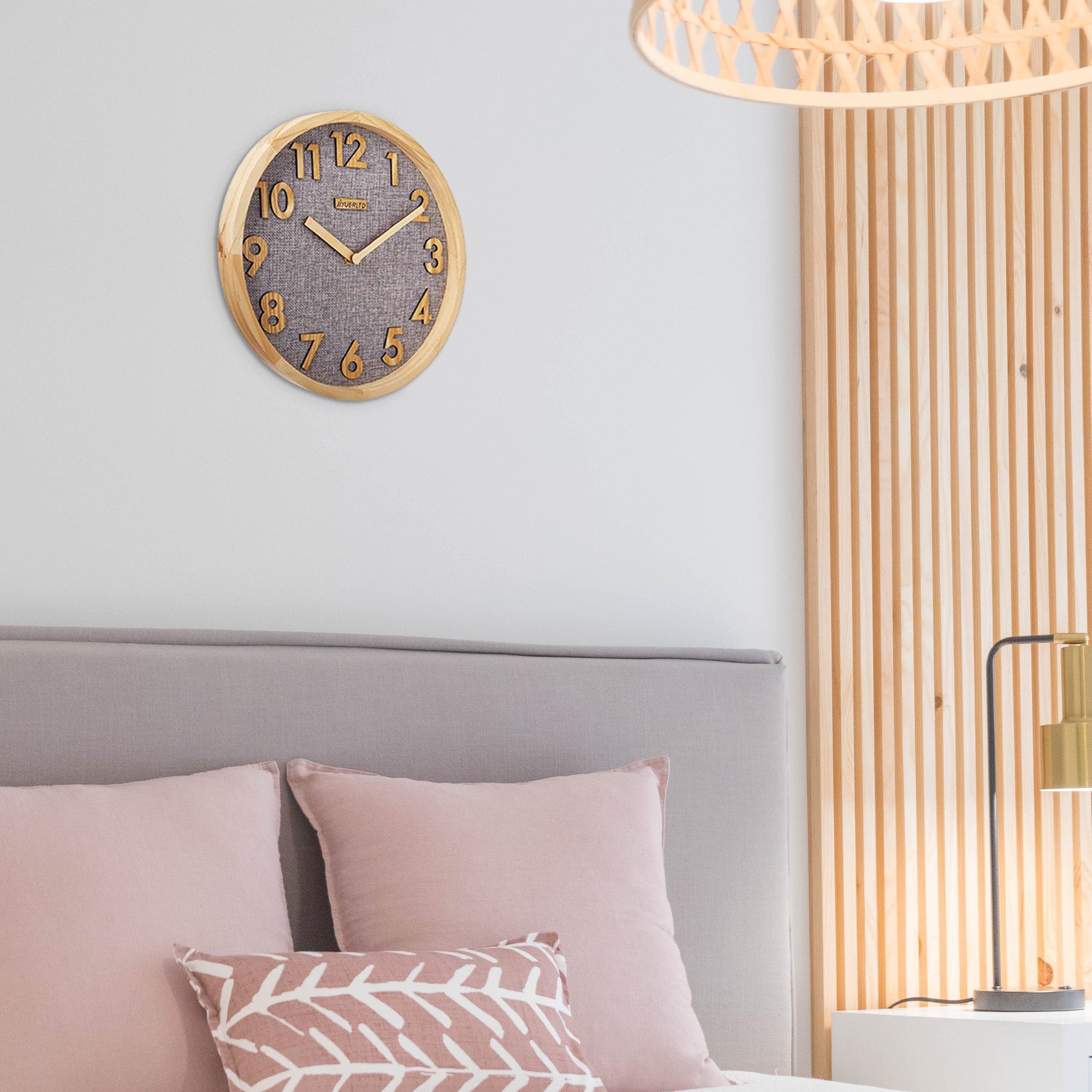 JIYUERLTD Silent Wall Clock 12 In Kitchen Clock with 3D Wood Numbers, Non-Ticking Quartz Movement, Linen Face and Wood Frame for Home, Office, Classroom(Green) - JIYUERLTDJIYUERLTD Silent Wall Clock 12 In Kitchen Clock with 3D Wood Numbers, Non-Ticking Quartz Movement, Linen Face and Wood Frame for Home, Office, Classroom(Green)