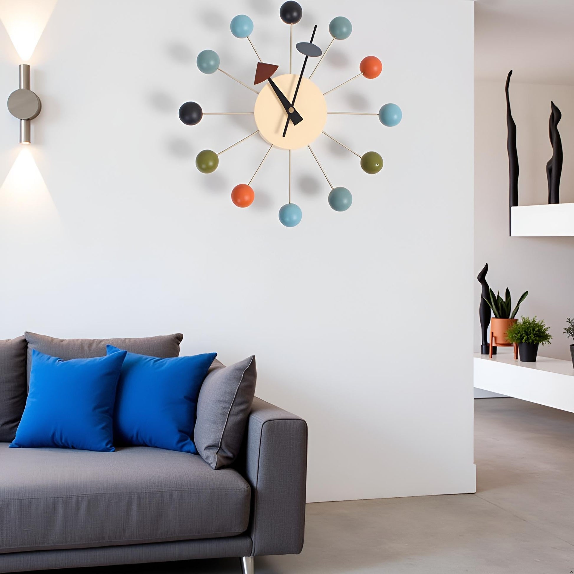 JIYUERLTD Wall clock,Candy Clock,Wood Wall Clock,Silent Clock,George Nelson Style Ball Wall Clock: Mid Century Modern Decor for Home office - JIYUERLTDJIYUERLTD Wall clock,Candy Clock,Wood Wall Clock,Silent Clock,George Nelson Style Ball Wall Clock: Mid Century Modern Decor for Home office
