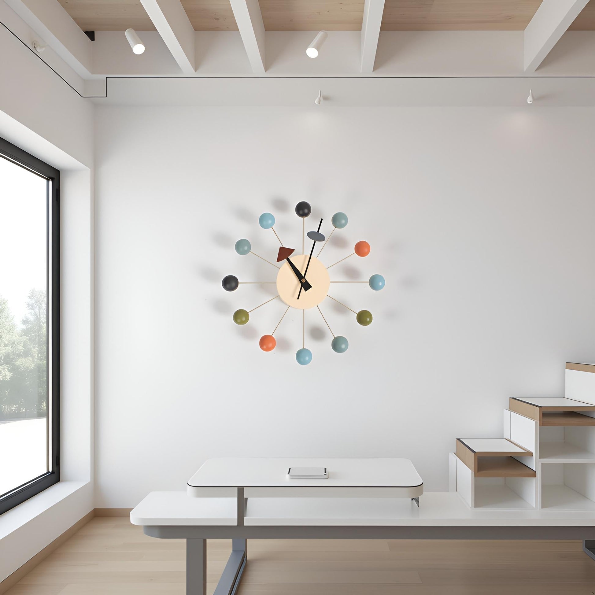 JIYUERLTD Wall clock,Candy Clock,Wood Wall Clock,Silent Clock,George Nelson Style Ball Wall Clock: Mid Century Modern Decor for Home office - JIYUERLTDJIYUERLTD Wall clock,Candy Clock,Wood Wall Clock,Silent Clock,George Nelson Style Ball Wall Clock: Mid Century Modern Decor for Home office