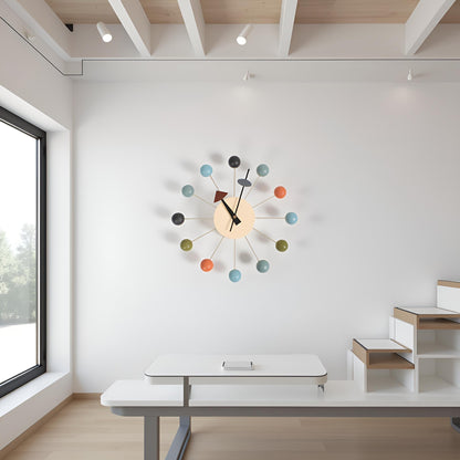 JIYUERLTD Wall clock,Candy Clock,Wood Wall Clock,Silent Clock,George Nelson Style Ball Wall Clock: Mid Century Modern Decor for Home office - JIYUERLTDJIYUERLTD Wall clock,Candy Clock,Wood Wall Clock,Silent Clock,George Nelson Style Ball Wall Clock: Mid Century Modern Decor for Home office