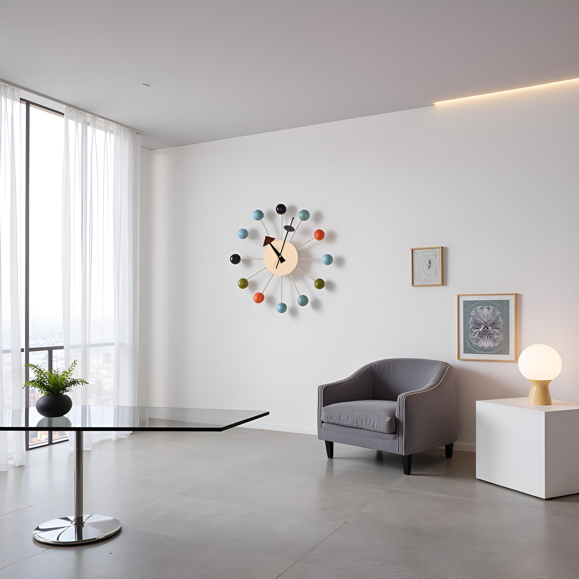 JIYUERLTD Wall clock,Candy Clock,Wood Wall Clock,Silent Clock,George Nelson Style Ball Wall Clock: Mid Century Modern Decor for Home office - JIYUERLTDJIYUERLTD Wall clock,Candy Clock,Wood Wall Clock,Silent Clock,George Nelson Style Ball Wall Clock: Mid Century Modern Decor for Home office