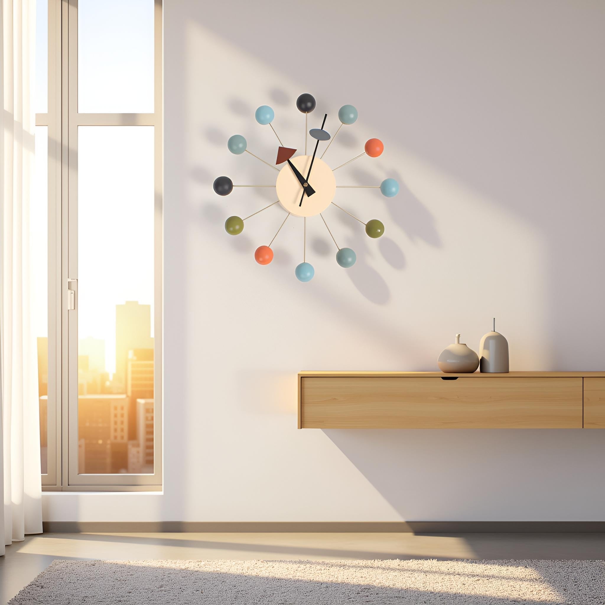 JIYUERLTD Wall clock,Candy Clock,Wood Wall Clock,Silent Clock,George Nelson Style Ball Wall Clock: Mid Century Modern Decor for Home office - JIYUERLTDJIYUERLTD Wall clock,Candy Clock,Wood Wall Clock,Silent Clock,George Nelson Style Ball Wall Clock: Mid Century Modern Decor for Home office