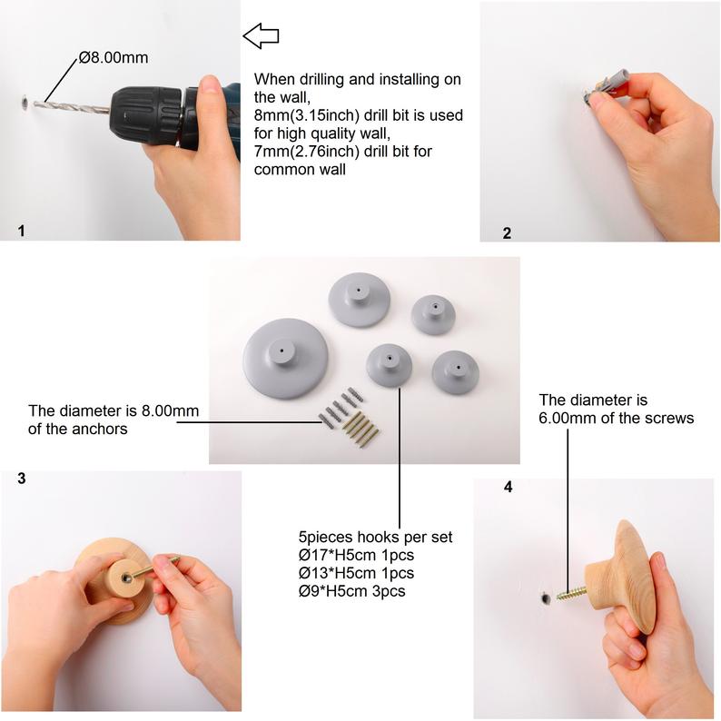 JIYUERLTD Wall Hooks Coat Hooks 5Pcs Dots Hook Door Hanger Hook for Home Decor(Gray) - JIYUERLTDJIYUERLTD Wall Hooks Coat Hooks 5Pcs Dots Hook Door Hanger Hook for Home Decor(Gray)