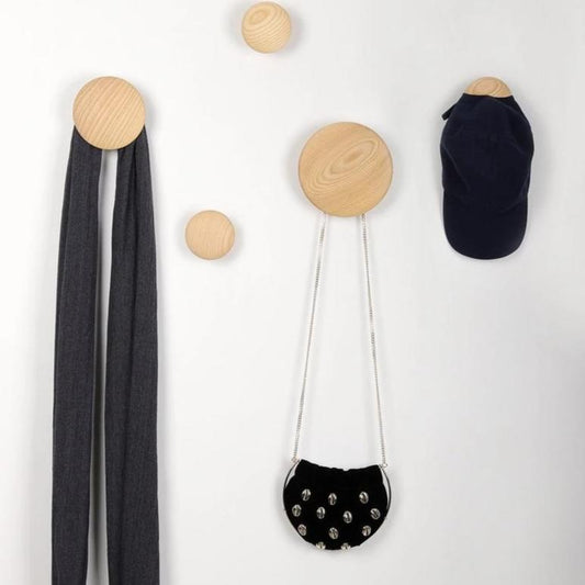 JIYUERLTD Wall Hooks Coat Hooks 5Pcs Dots Hook for Home Decor(Natural Wood) - JIYUERLTDJIYUERLTD Wall Hooks Coat Hooks 5Pcs Dots Hook for Home Decor(Natural Wood)