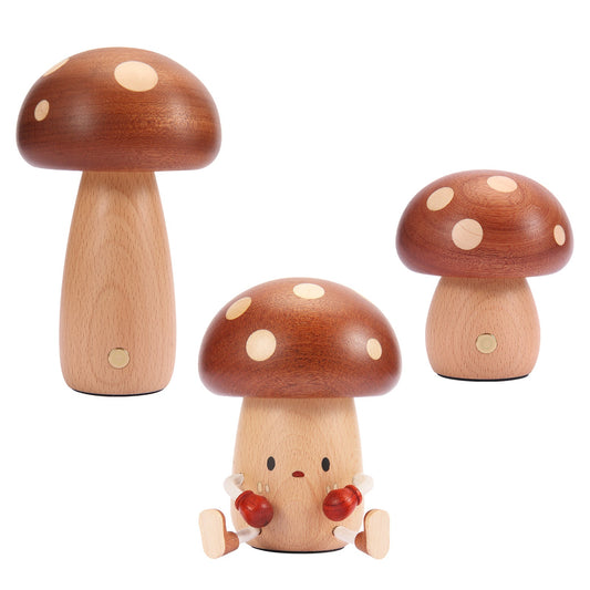 Wooden Mushroom Night Light USB Rechargeable LED Desk Lamp, Cute & Cozy Nursery Lamp, Eco - Friendly Beechwood Table Light - JIYUERLTDWooden Mushroom Night Light USB Rechargeable LED Desk Lamp, Cute & Cozy Nursery Lamp, Eco - Friendly Beechwood Table Light