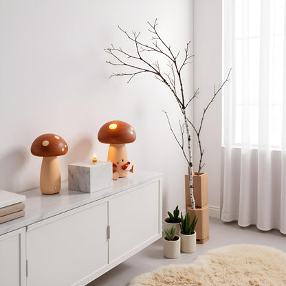 Wooden Mushroom Night Light USB Rechargeable LED Desk Lamp, Cute & Cozy Nursery Lamp, Eco - Friendly Beechwood Table Light - JIYUERLTDWooden Mushroom Night Light USB Rechargeable LED Desk Lamp, Cute & Cozy Nursery Lamp, Eco - Friendly Beechwood Table Light
