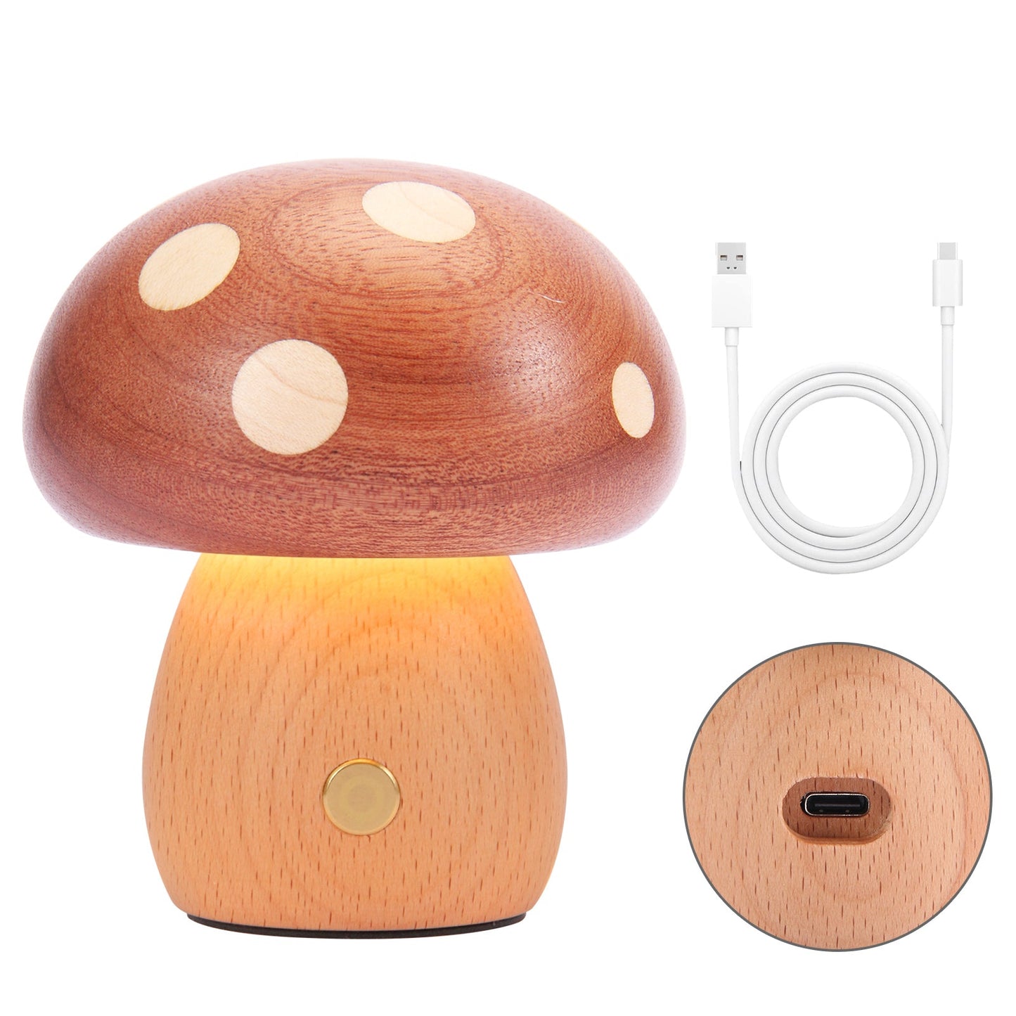 Wooden Mushroom Night Light USB Rechargeable LED Desk Lamp, Cute & Cozy Nursery Lamp, Eco - Friendly Beechwood Table Light - JIYUERLTDWooden Mushroom Night Light USB Rechargeable LED Desk Lamp, Cute & Cozy Nursery Lamp, Eco - Friendly Beechwood Table Light