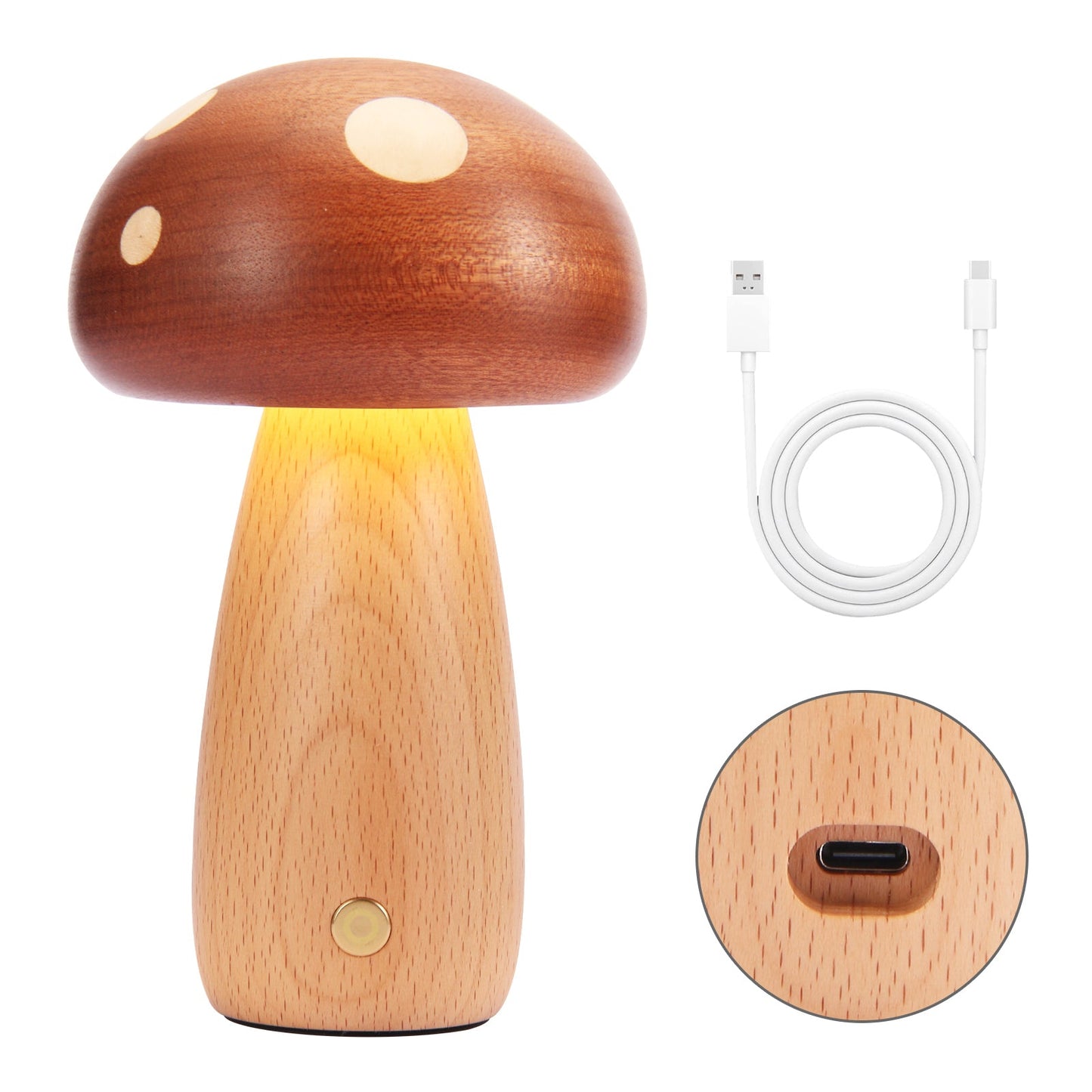 Wooden Mushroom Night Light USB Rechargeable LED Desk Lamp, Cute & Cozy Nursery Lamp, Eco - Friendly Beechwood Table Light - JIYUERLTDWooden Mushroom Night Light USB Rechargeable LED Desk Lamp, Cute & Cozy Nursery Lamp, Eco - Friendly Beechwood Table Light