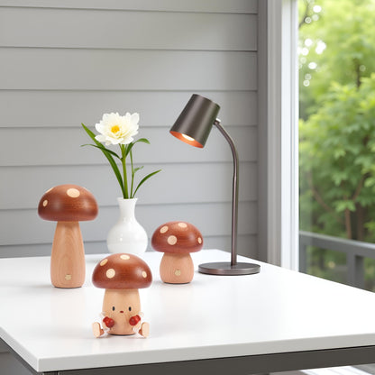 Wooden Mushroom Night Light USB Rechargeable LED Desk Lamp, Cute & Cozy Nursery Lamp, Eco - Friendly Beechwood Table Light - JIYUERLTDWooden Mushroom Night Light USB Rechargeable LED Desk Lamp, Cute & Cozy Nursery Lamp, Eco - Friendly Beechwood Table Light