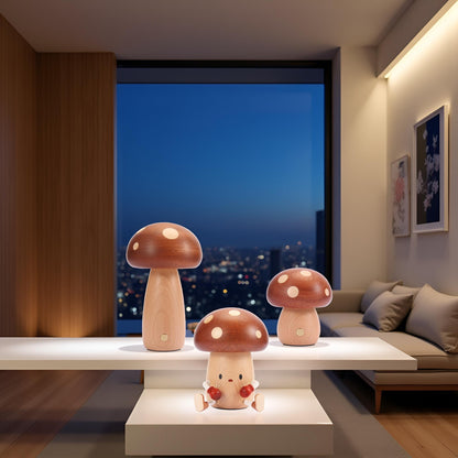 Wooden Mushroom Night Light USB Rechargeable LED Desk Lamp, Cute & Cozy Nursery Lamp, Eco - Friendly Beechwood Table Light - JIYUERLTDWooden Mushroom Night Light USB Rechargeable LED Desk Lamp, Cute & Cozy Nursery Lamp, Eco - Friendly Beechwood Table Light
