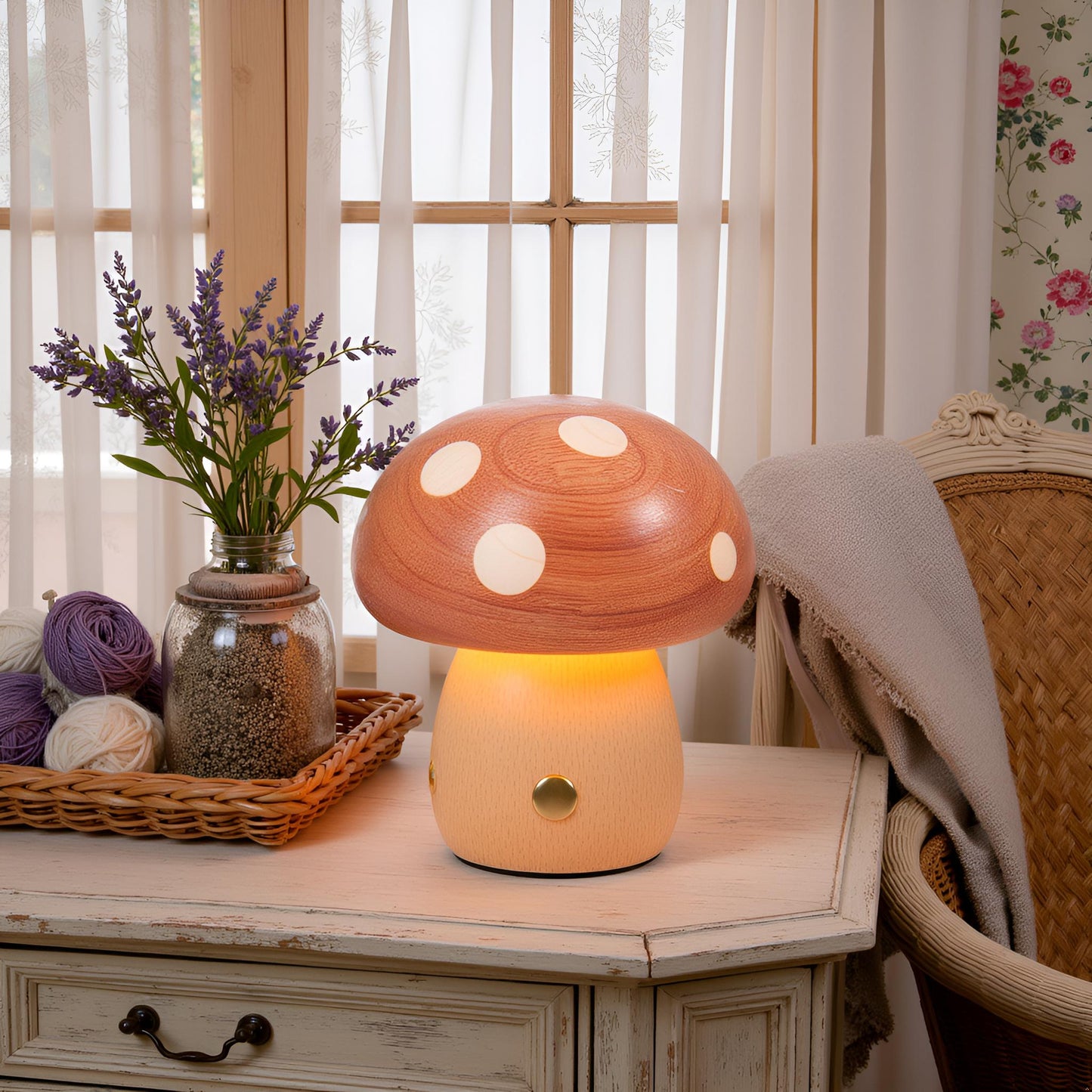 Wooden Mushroom Night Light USB Rechargeable LED Desk Lamp, Cute & Cozy Nursery Lamp, Eco - Friendly Beechwood Table Light - JIYUERLTDWooden Mushroom Night Light USB Rechargeable LED Desk Lamp, Cute & Cozy Nursery Lamp, Eco - Friendly Beechwood Table Light