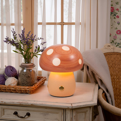 Wooden Mushroom Night Light USB Rechargeable LED Desk Lamp, Cute & Cozy Nursery Lamp, Eco - Friendly Beechwood Table Light - JIYUERLTDWooden Mushroom Night Light USB Rechargeable LED Desk Lamp, Cute & Cozy Nursery Lamp, Eco - Friendly Beechwood Table Light