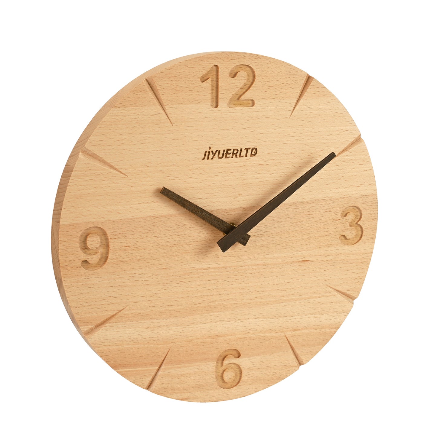 JIYUERLTD Horloge Moderne en Bois Massif - Horloge Murale Silencieuse de 12 ", Horloge décorative pour Chambre à Coucher, Salon, Cuisine, Bureau et Hôtel 