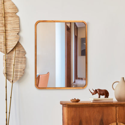 JIYUERLTD Rustic Elegance Mirror - 33"x 25" Decorative Chic Mirror, Vintage Wooden Framed Wall Mirror for Bathroom, Living Room, and Entryway