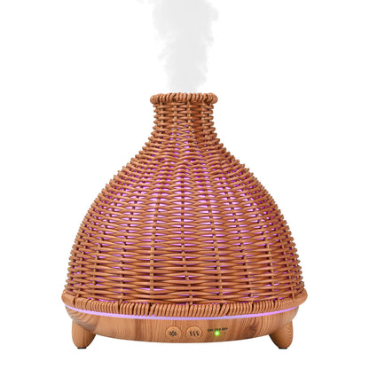 JIYUERLTD 500ml Oil Diffuser, Premium Retro Rattan, Ultrasonic Aromatherapy Fragrant Oil Humidifier, Vaporizer