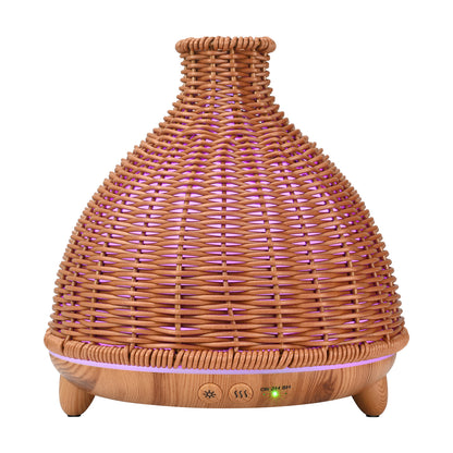 JIYUERLTD 500ml Oil Diffuser, Premium Retro Rattan, Ultrasonic Aromatherapy Fragrant Oil Humidifier, Vaporizer