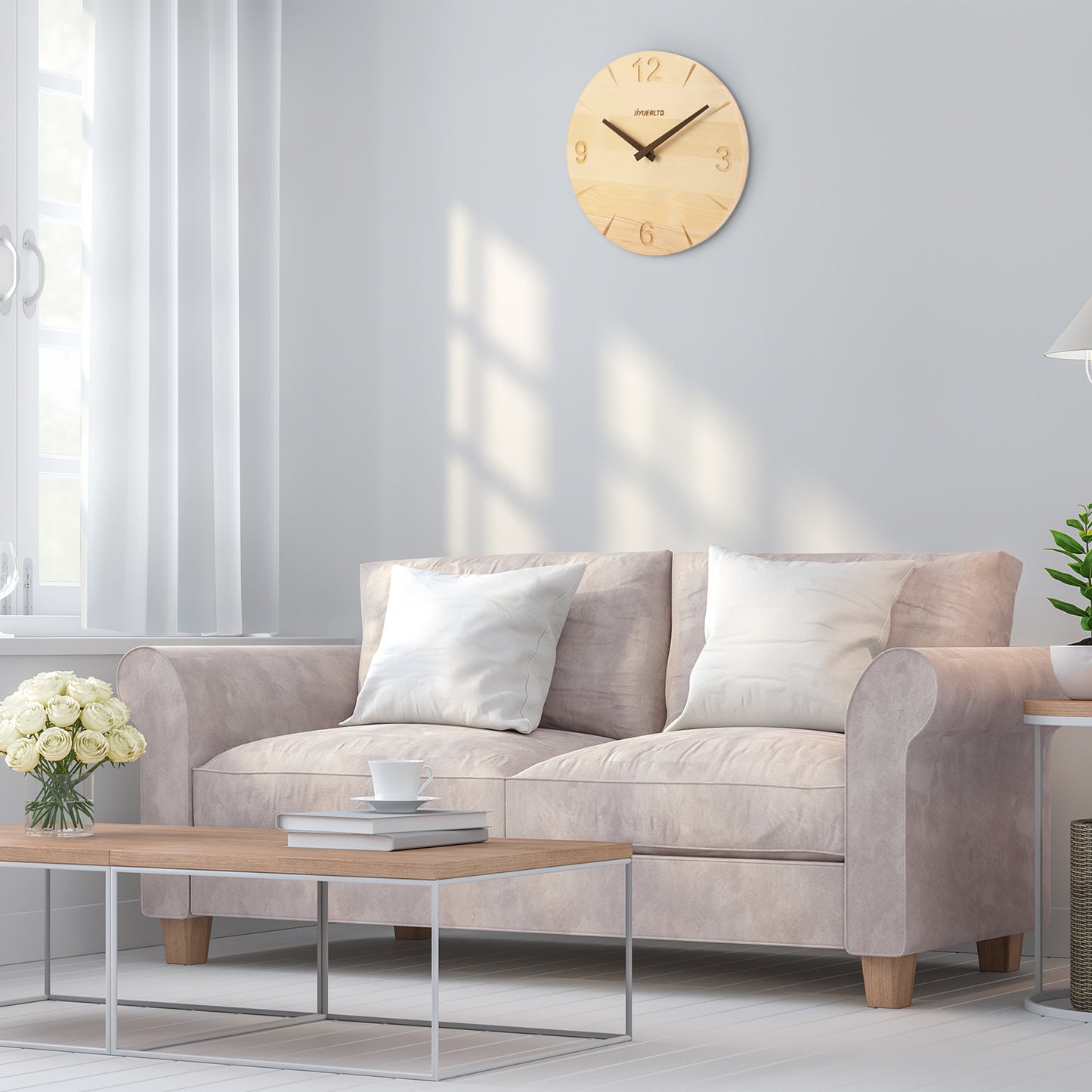 JIYUERLTD Moderne Massivholzuhr - 30,5 cm leise Wanduhr, dekorative Uhr für Schlafzimmer, Wohnzimmer, Küche, Büro und Hotel 