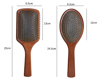 JIYUERLTD Cherry Wood Air Cushion Comb - Large Wooden Hair Brush with High Elastic Air Bag and Scalp Massage - Smooths Curly and Straight Hair - Ideal for Men, Women, and Children (Oval Shape)