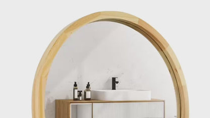 JIYUERLTD Runde Spiegel 24 Zoll Wandspiegel Dekorativer Holzrahmen Morden Spiegel für Badezimmer Eingänge Wohnzimmer und mehr.