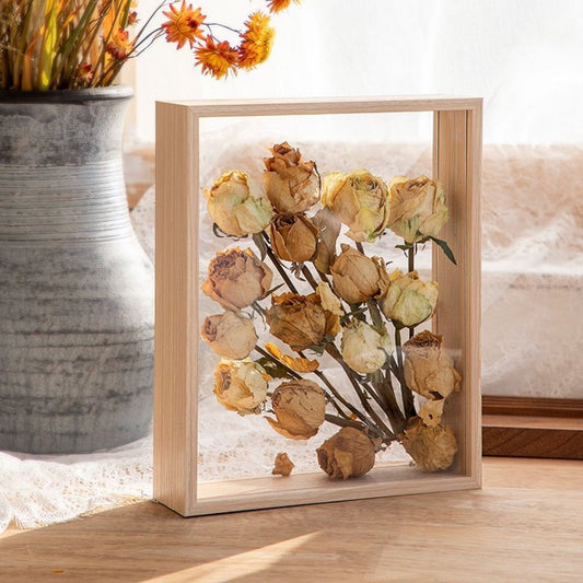 JIYUERLTD Wooden DIY Collectible Treasure Box - 12" Organize, Display, and Showcase Your Collectibles, Blocks, Dried Flowers, Pinecones, and Shells in Style!