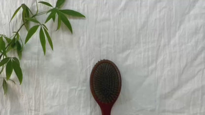 JIYUERLTD Cherry Wood Air Cushion Comb - Large Wooden Hair Brush with High Elastic Air Bag and Scalp Massage - Smooths Curly and Straight Hair - Ideal for Men, Women, and Children (Oval Shape)
