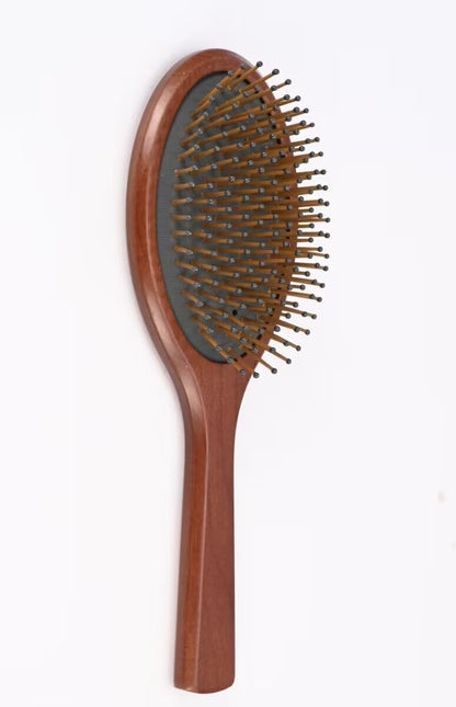 JIYUERLTD Cherry Wood Air Cushion Comb - Large Wooden Hair Brush with High Elastic Air Bag and Scalp Massage - Smooths Curly and Straight Hair - Ideal for Men, Women, and Children (Oval Shape)